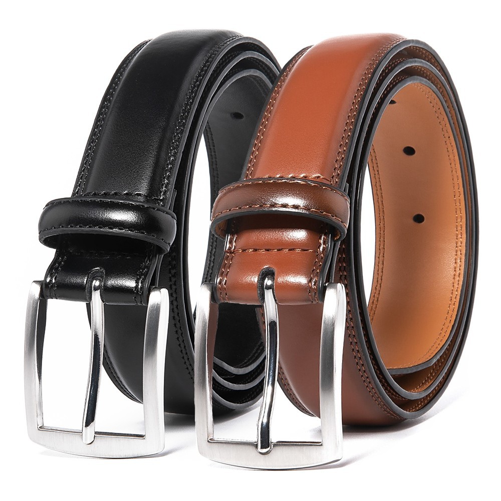Belts for Men Genuine Leather Dress Causal Mens Belt, 1.25inch Wide,2 Pieces