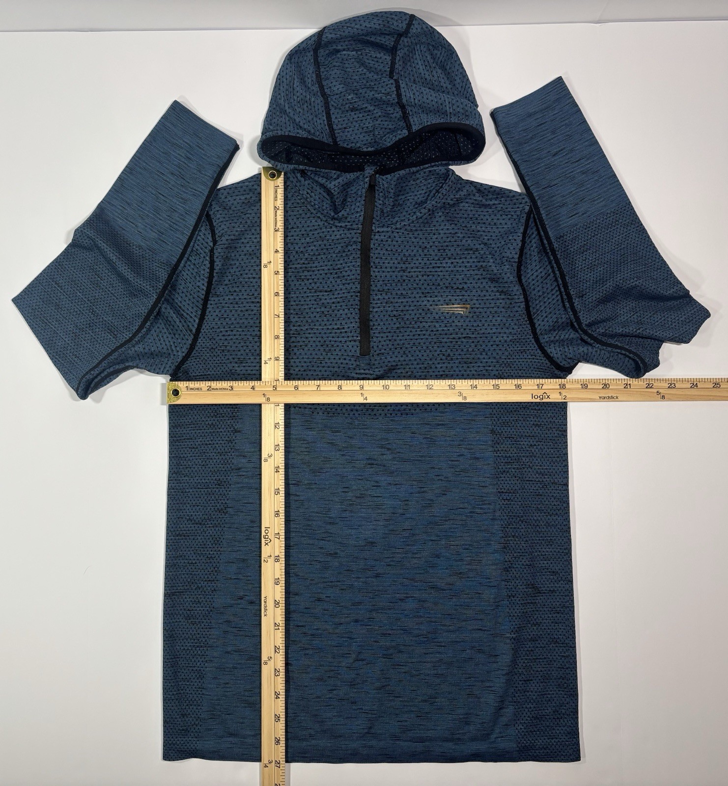 Copper Fit Men’s Activewear Blue Long Sleeve Stretch 1/4 Zip Pullover Shirt Med