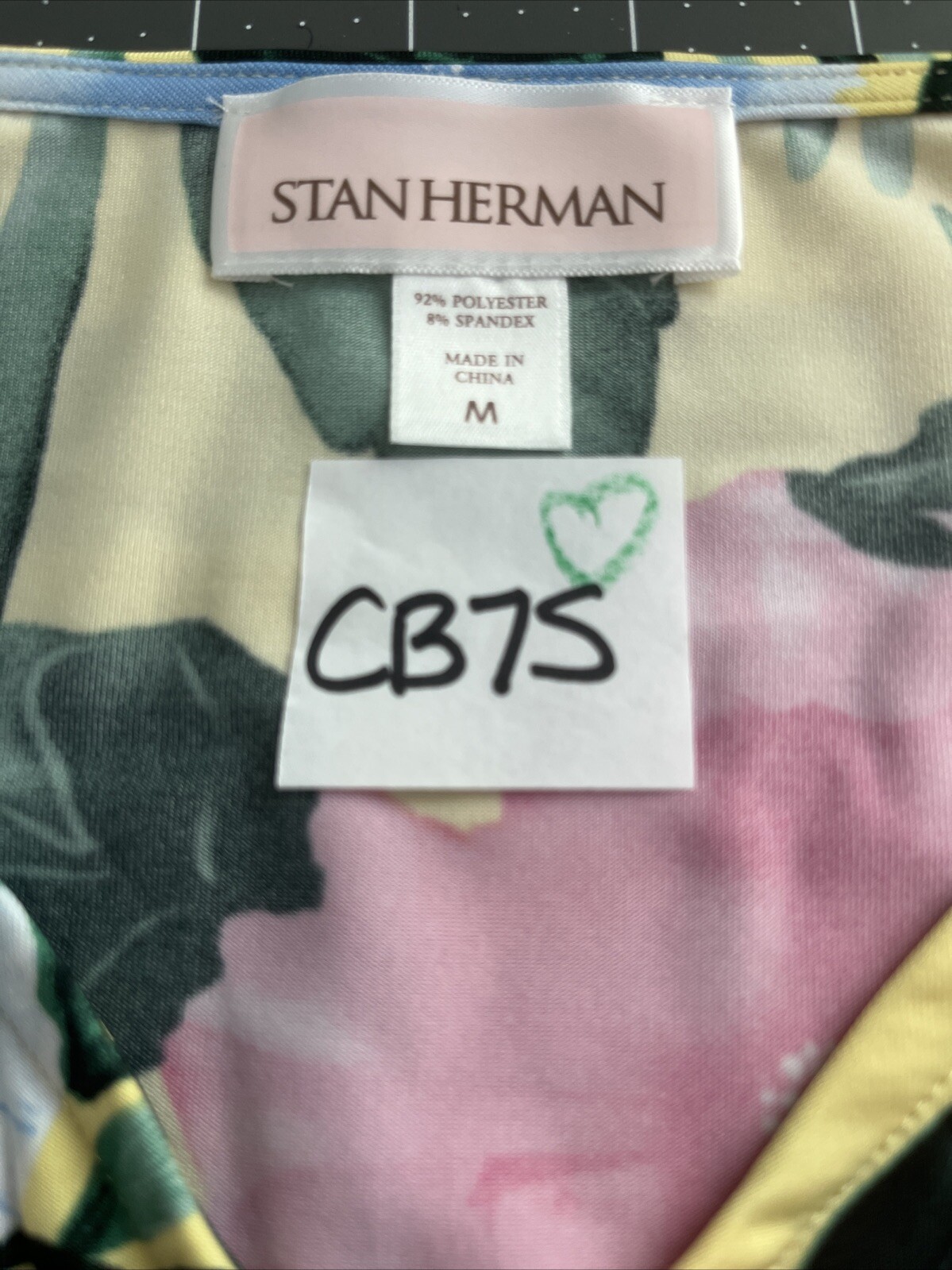 Stan Herman Silky Jersey Lounge Dress Hibiscus Sz M Yellow A346777 Women CB7S