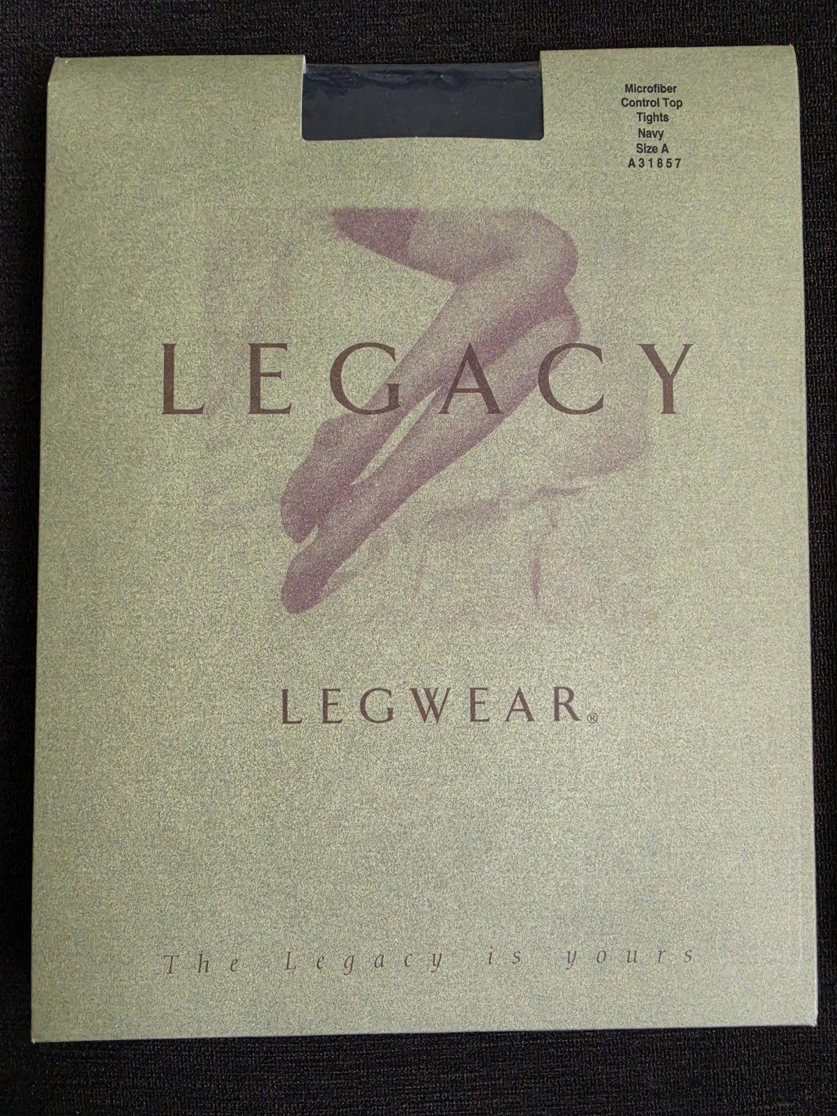 2 Legacy Legware Microfiber Control Top Tights Size A Grey Heather Navy A31857