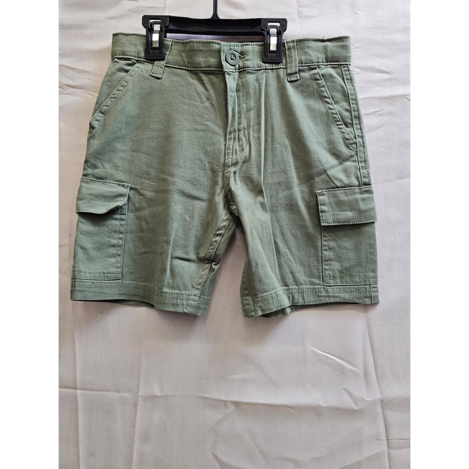 Levis Boys Utility Cargo Shorts Sea Spray Green Adjustable Waist 92L100 Size 8