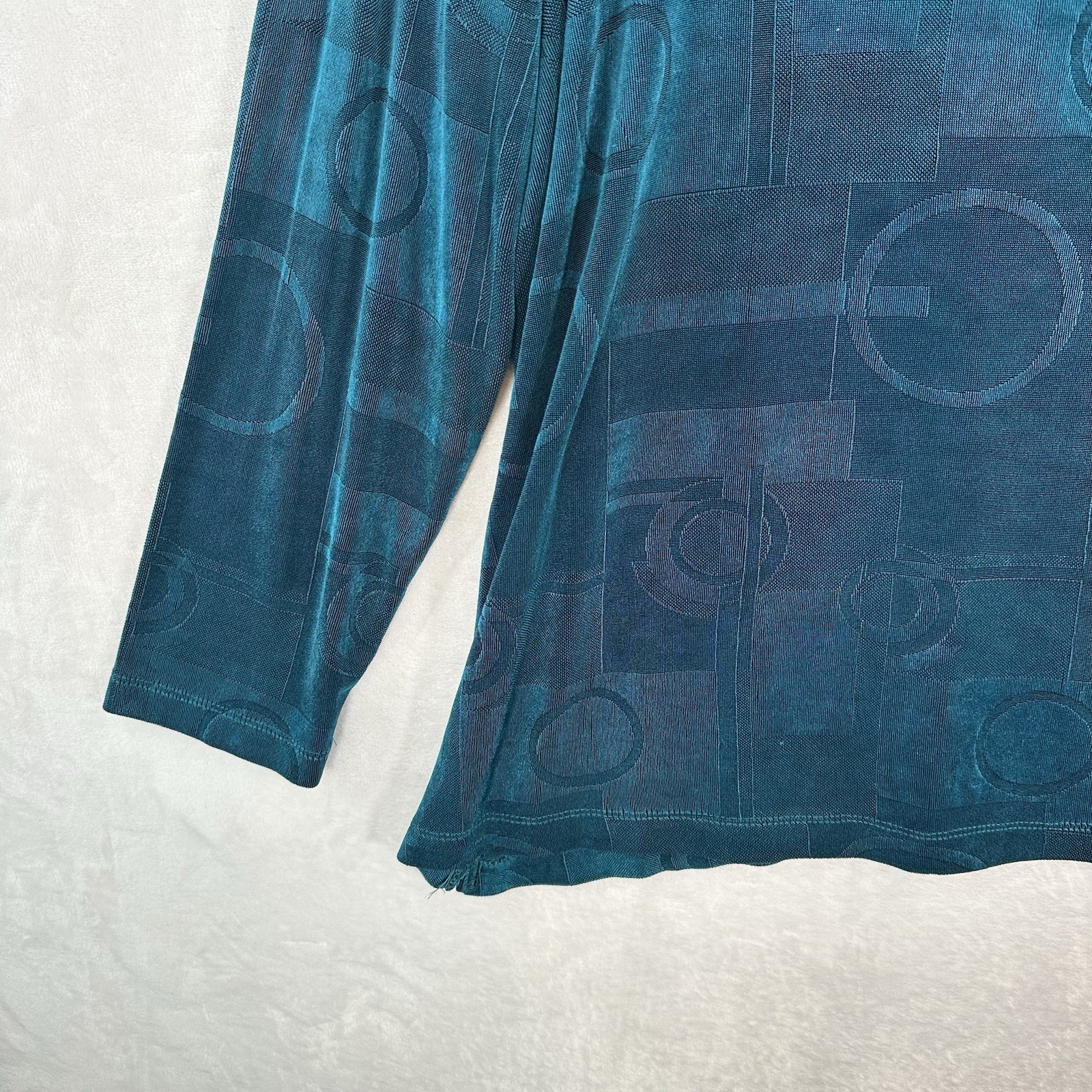 Vintage Citiknits Top Womens 1X Blue Tunic Oversized Stretch Art Slinky Knit