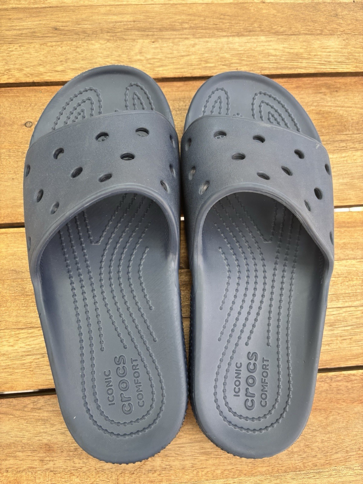 Crocs Classic Slide Navy Blue Rubber Slip On Sandals Unisex US M7/W9