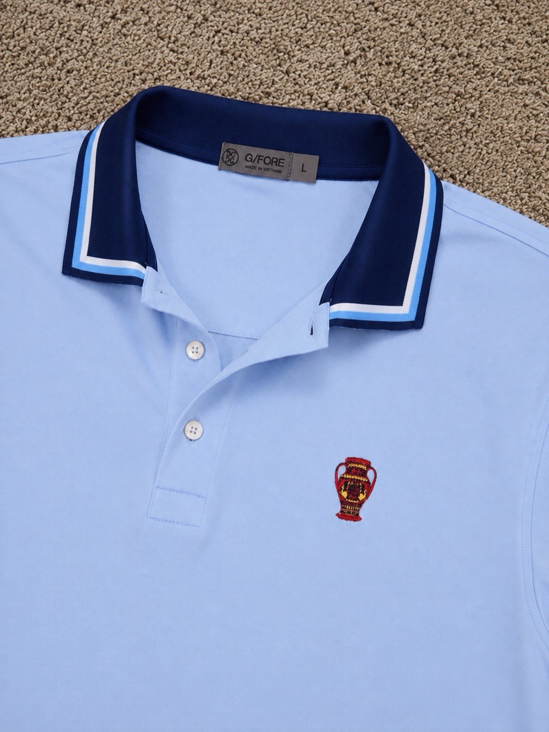 G/FORE G4 Men’s Large Light Blue Performance Golf Polo Shirt Polyamide