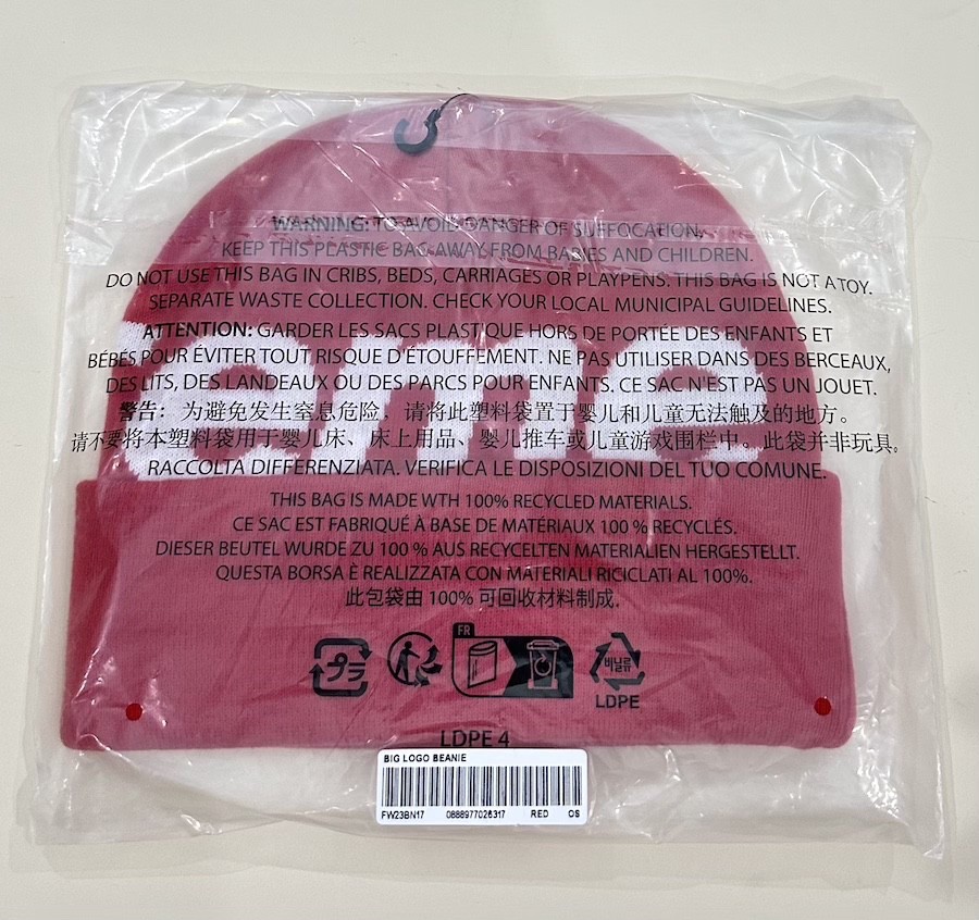 NEW IN BAG Supreme Box Big Logo Red Beanie FW23