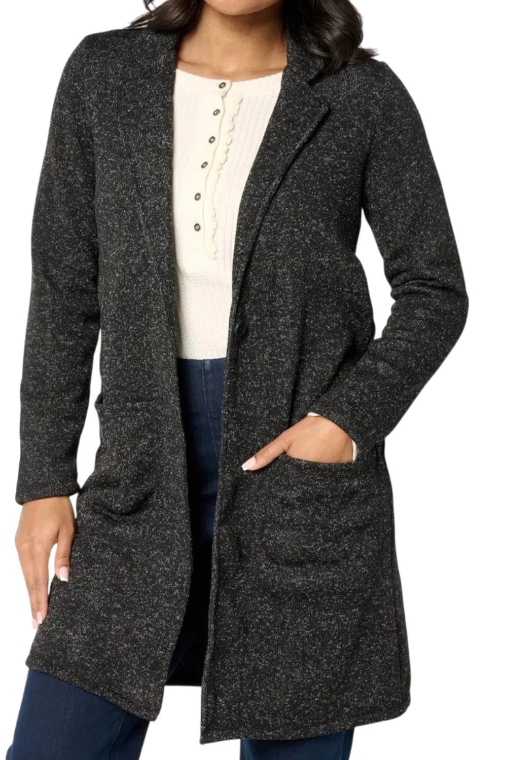 Cuddl Duds Brushed Sweater Coatigan Black S New