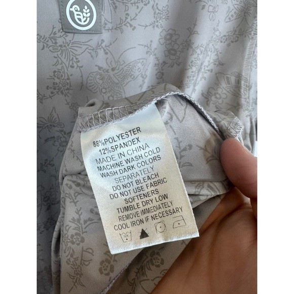 Bird & Barley Mens Floral Butterfly Print Golf Polo Shirt Grey Large L