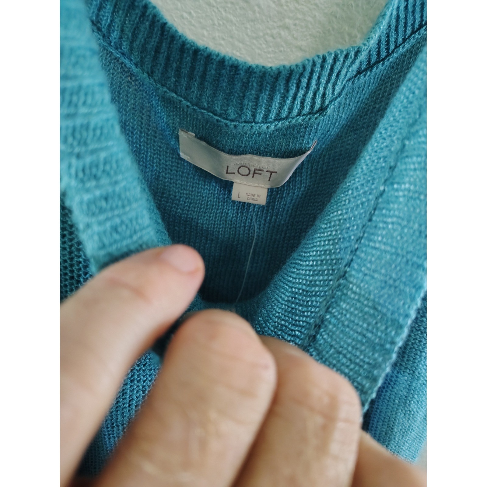 Loft Womens Teal Blue Knit Tie Shoulder Sweater Tank Top V-Neck NWT Size L