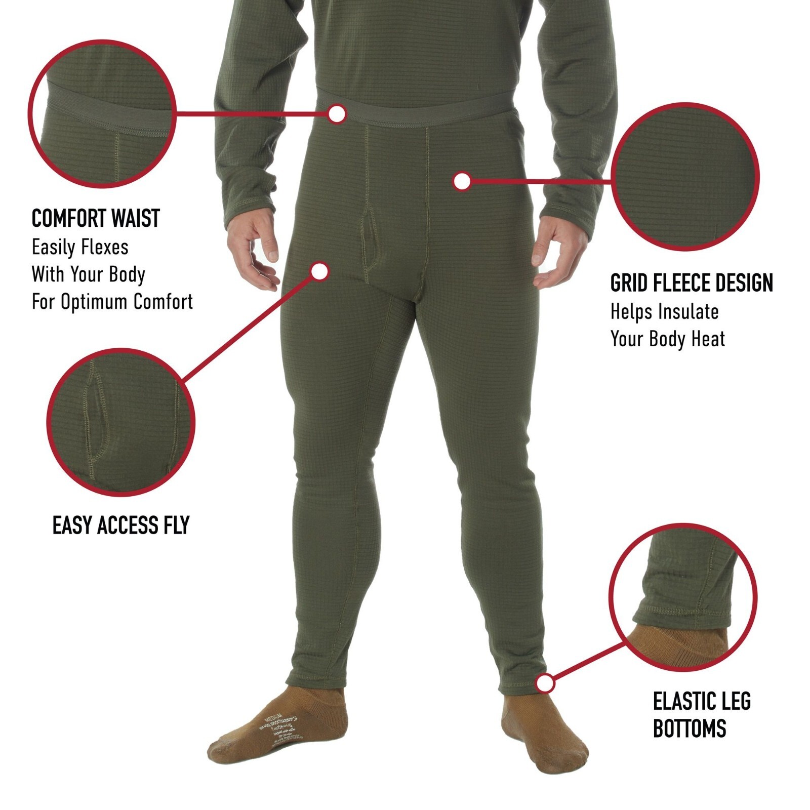 Gen III Level II Anti-Microbial Waffle Thermal Underwear ECWCS Pants Bottoms