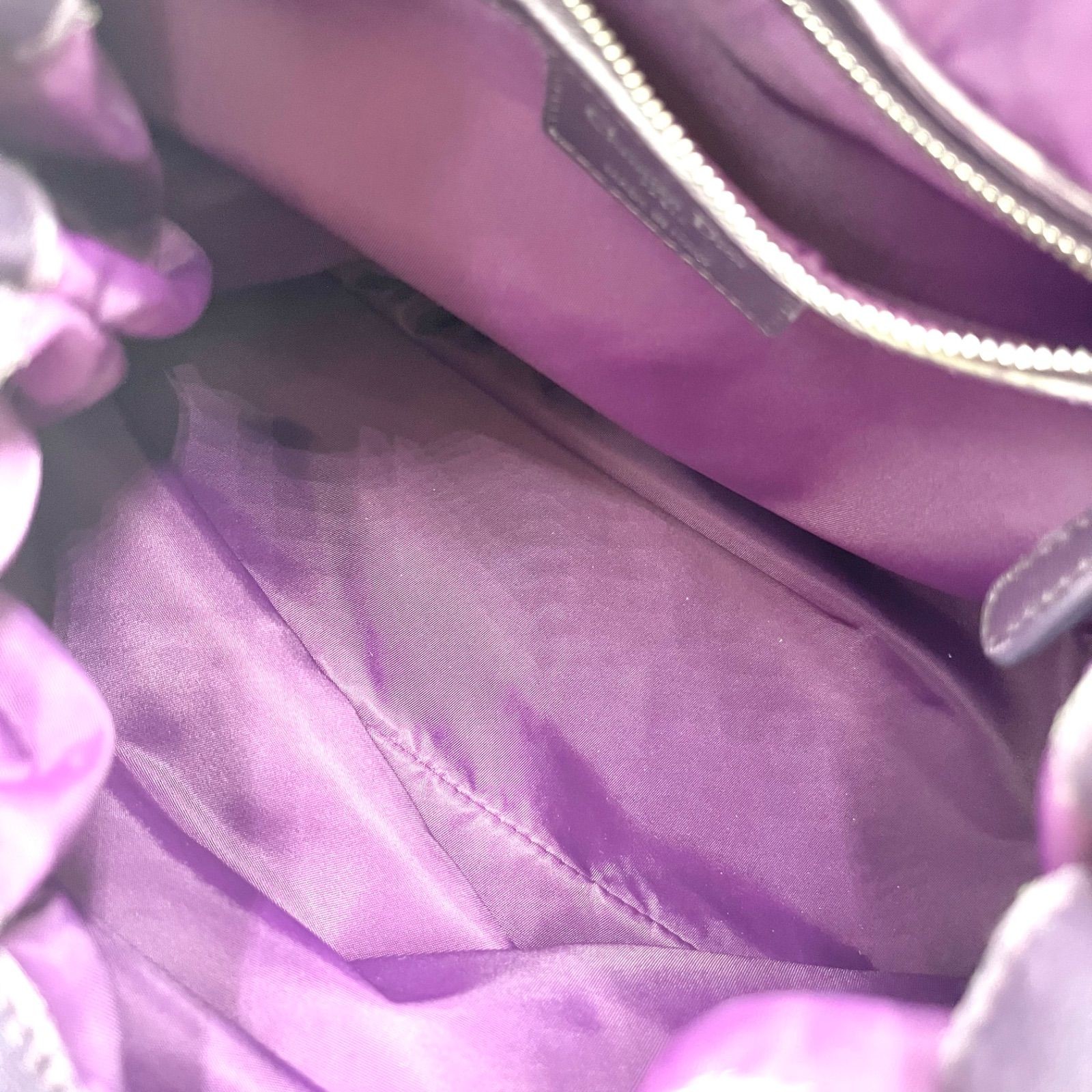 Auth Christian Dior Cannage Nylon Tote Bag and Shoulder Bag, Purple 2Y9816