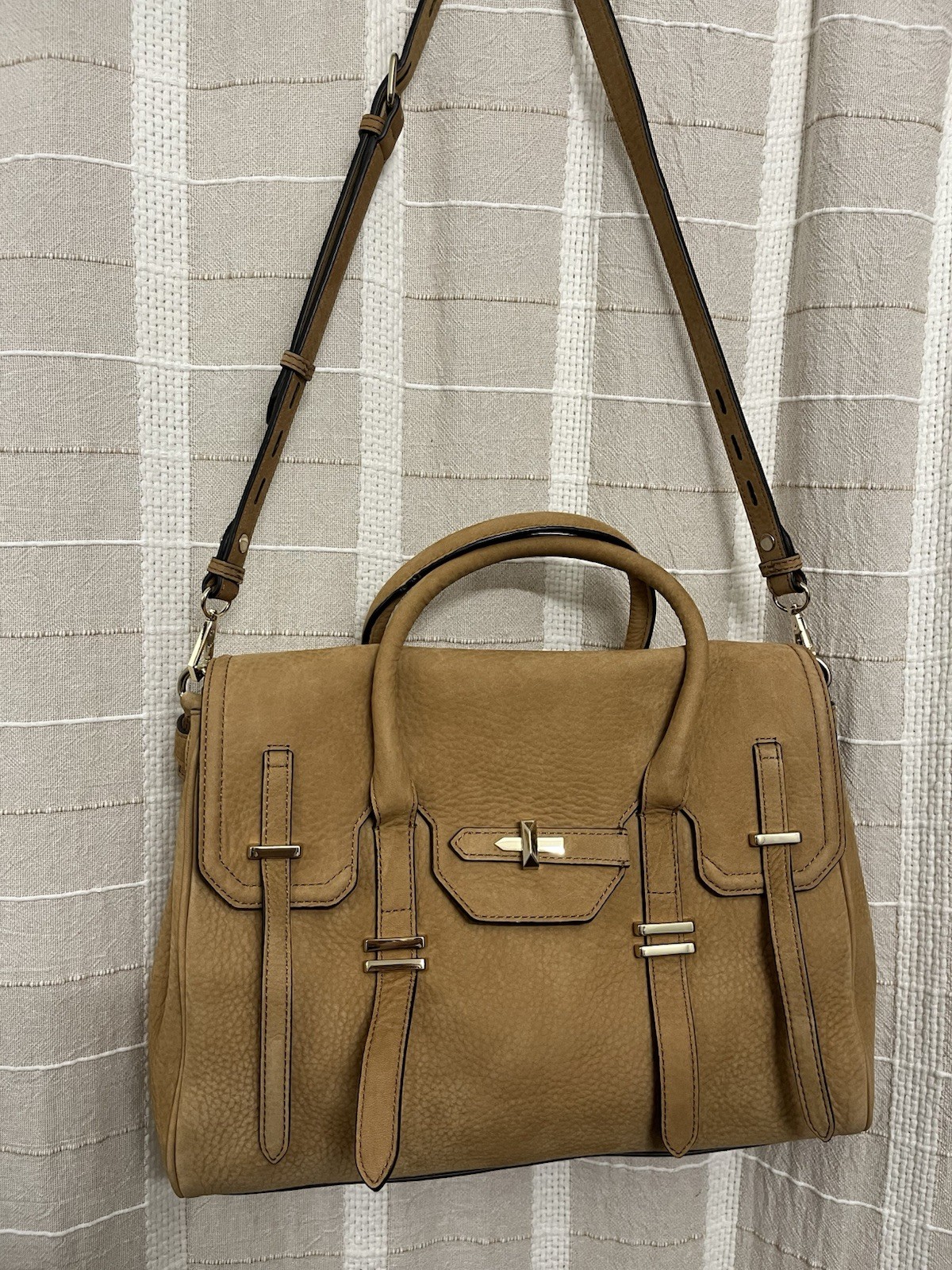 Rebecca Minkoff Tan Nubuck Satchel Top Handle, Detachable Crossbody Strap