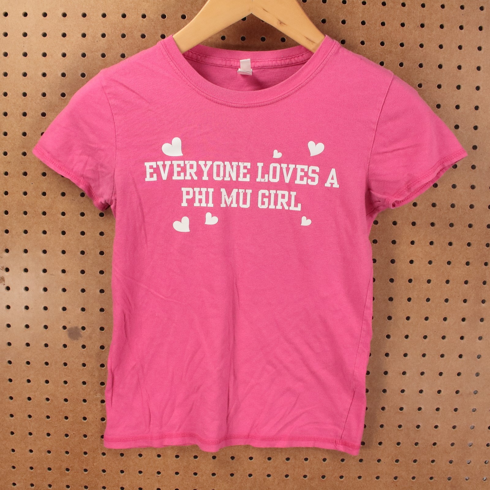 Everyone Loves A Phi Mu Girl sorority baby tee t-shirt SMALL y2k college bling