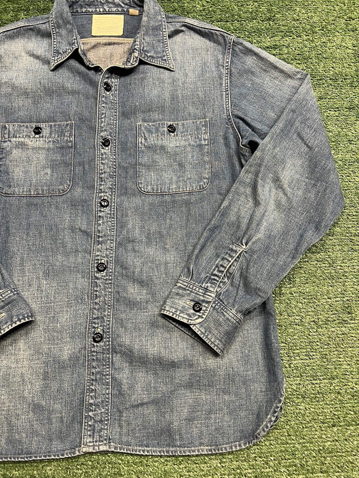 Full Count Japan Size 40 Denim Long Sleeve Work Shirt Indigo Hand Wash Style