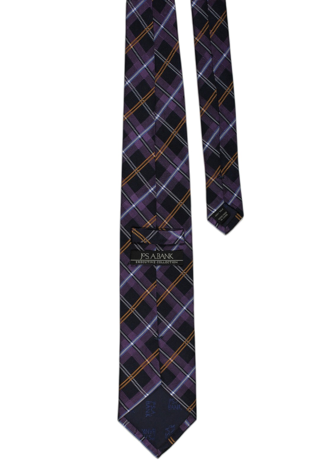 JOS A BANK EXECUTIVE COLLECTION Silk Tie Purple Brown Navy Plaid Necktie
