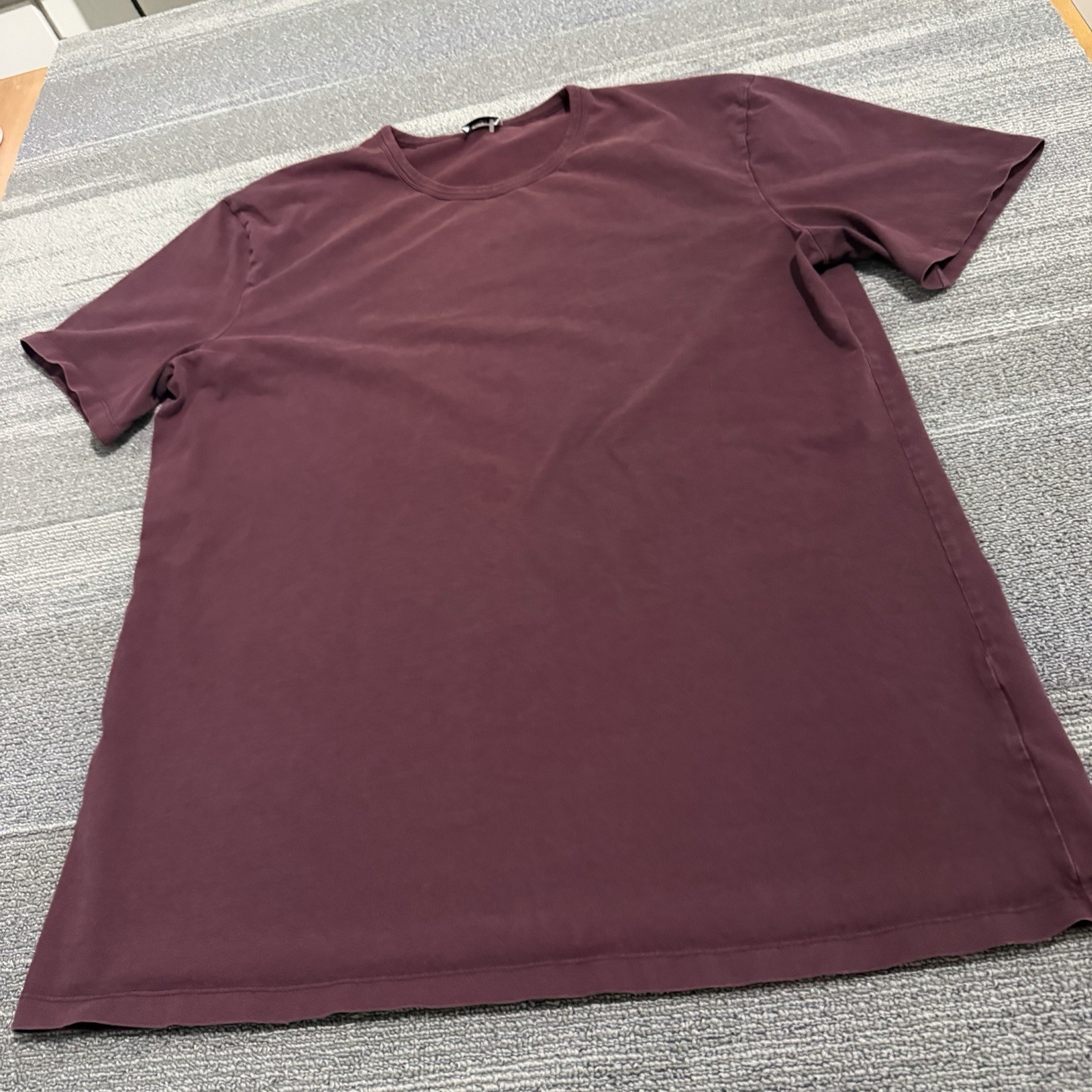 Asket Shirt Mens Extra Large Long Burgundy Organic Cotton Crewneck The T Shirt*