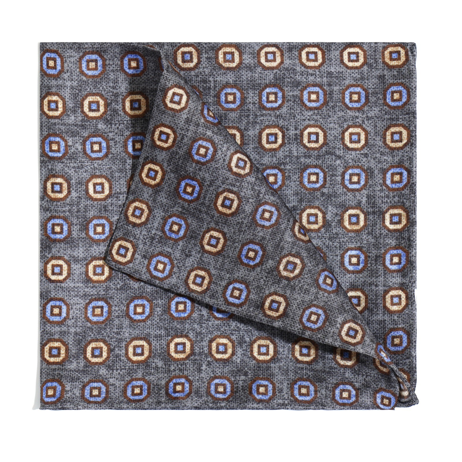 Men’s 100%Silk Twill Handkerchief brownish gray Circle Pocket Square 30cm 11.8in