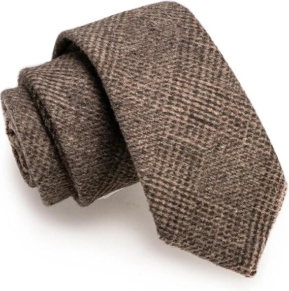 2.4 Cotton Necktie Solid Mens Cashmere Wool Skinny Tie 75% Cashmere-brown