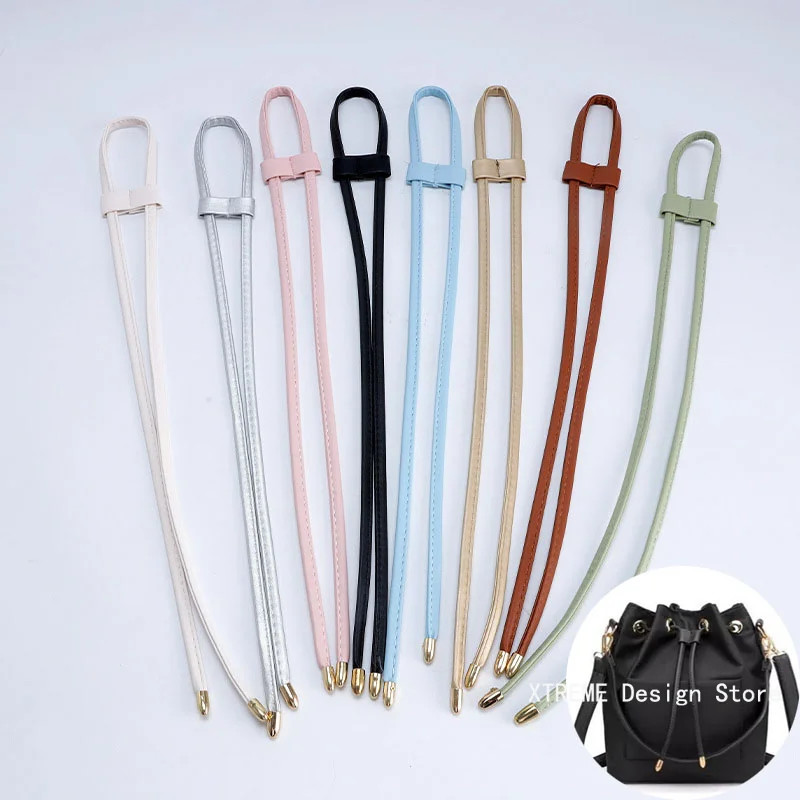 1Pcs PU Leather Drawstring Pull String Detachable Bucket Bag Strap Slide String