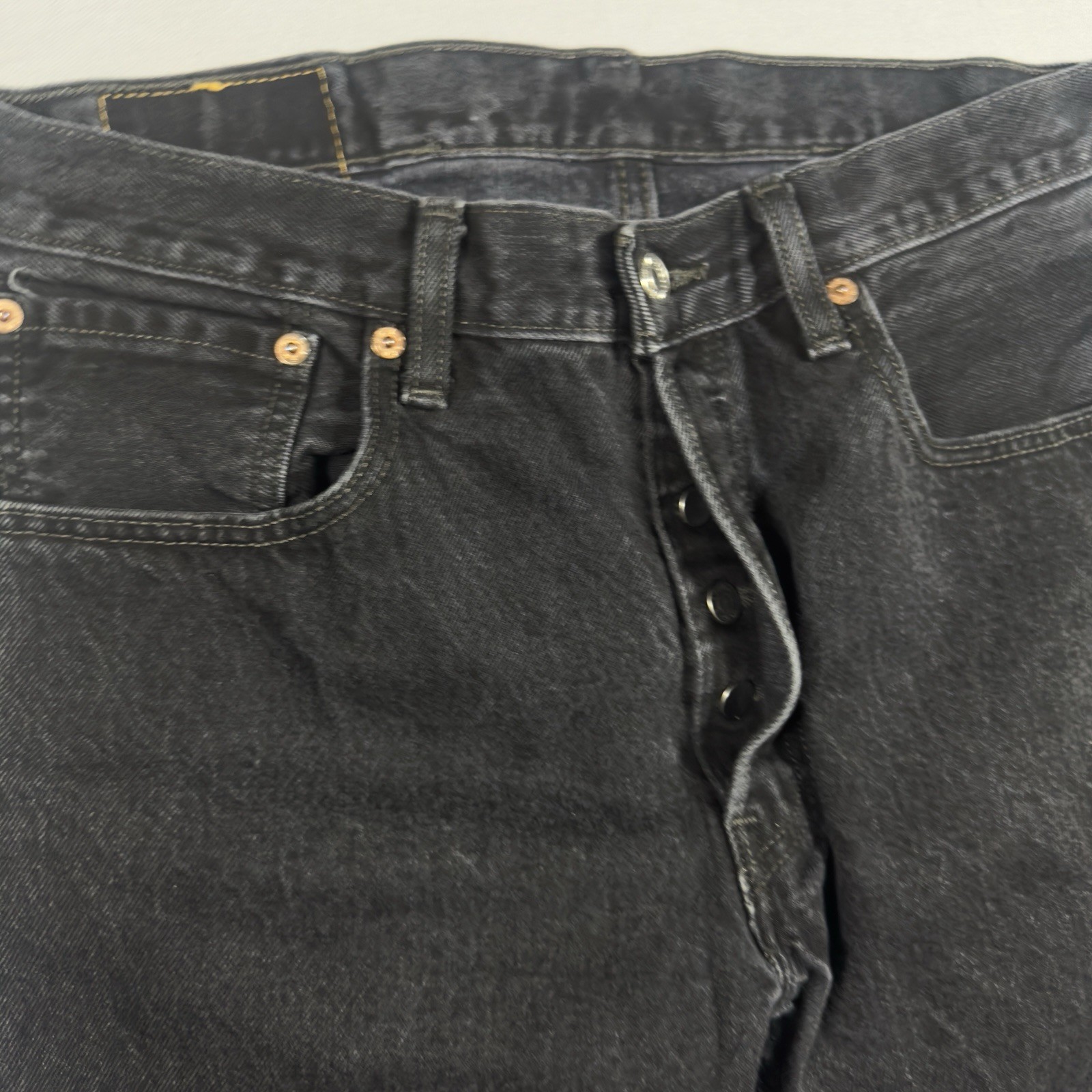 Levi’s 501 Original Fit Jeans Mens 33×32 Black Button Fly Straight Leg Cotton