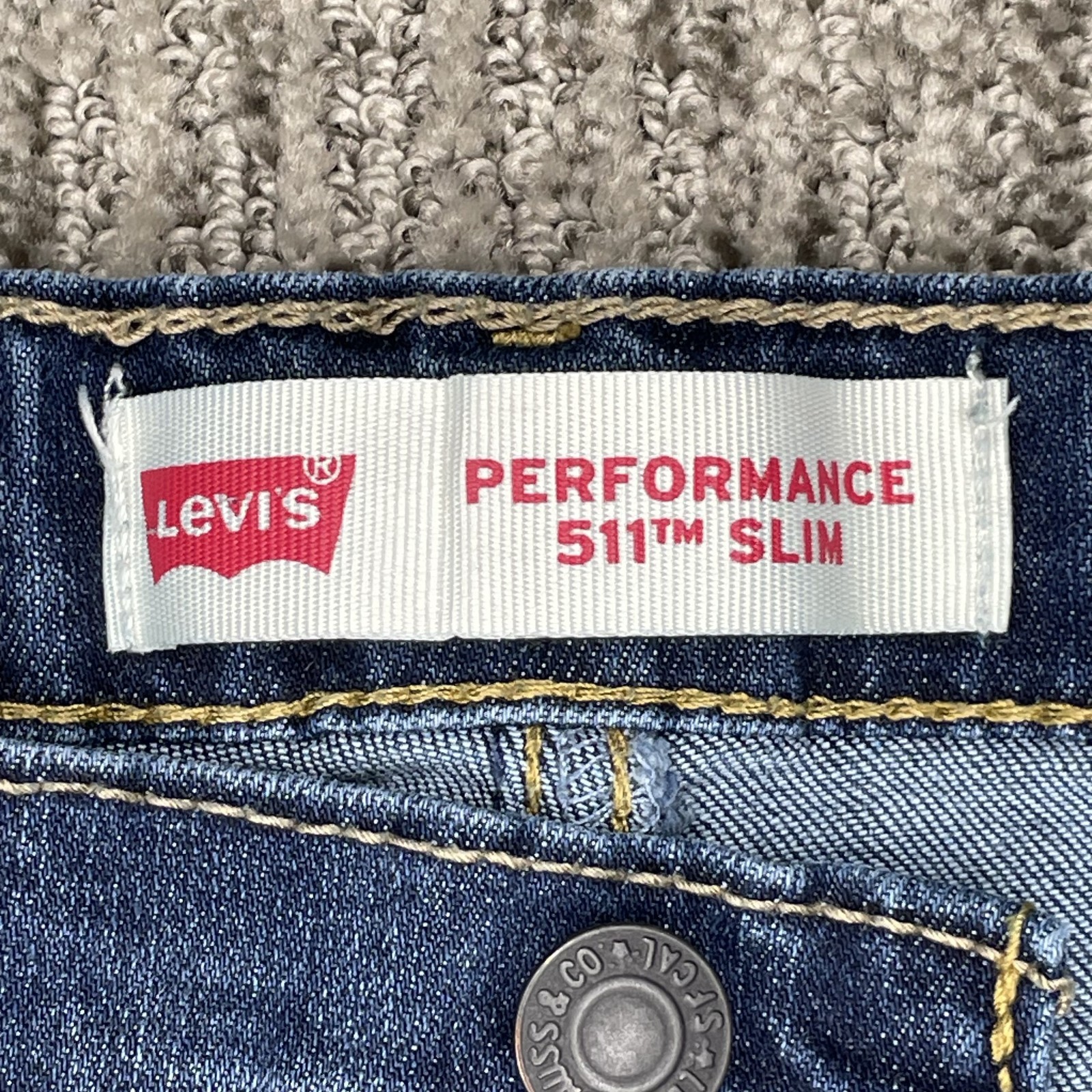 Levis Size 8 Reg w24xL22 Boys Jeans 511 Performance Slim Mid Rise Blue Denim