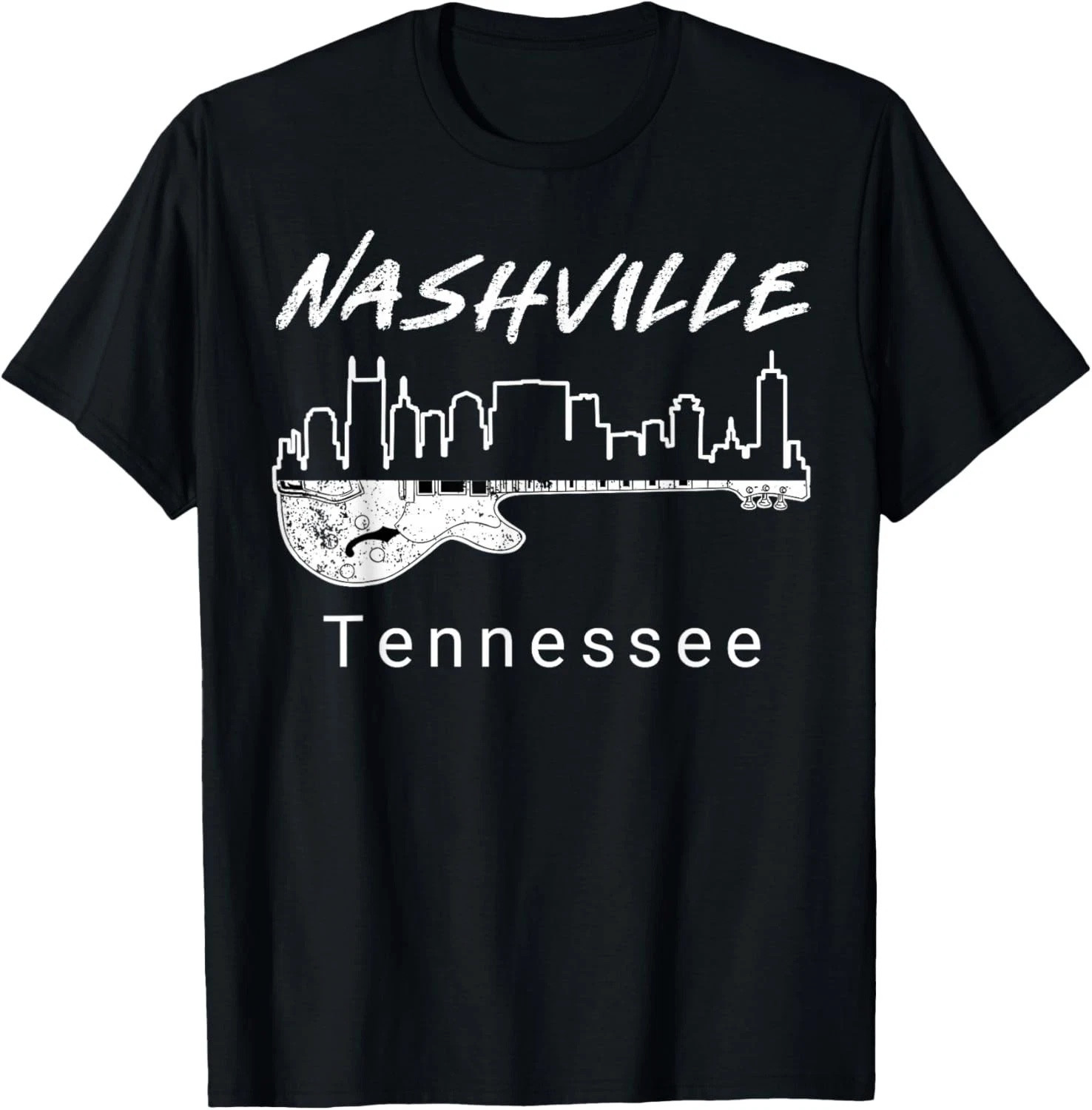 Nashville Tennessee Guitar Shirt Music City Souvenir Graphic Tee