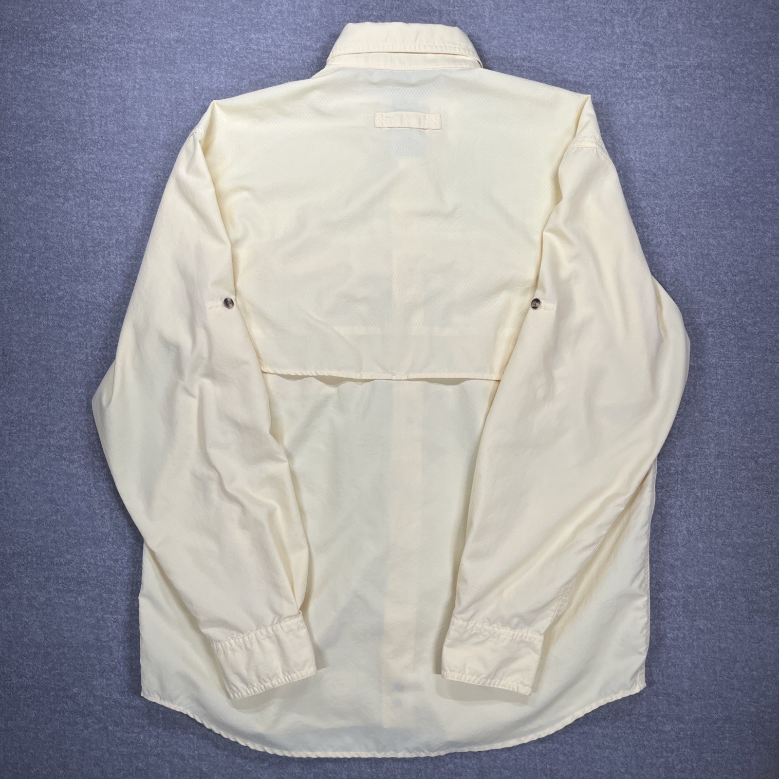 LL Bean Nylon/Poly Long Sleeve Hiking/Fishing Shirt Size Medium Reg Pale Yellow