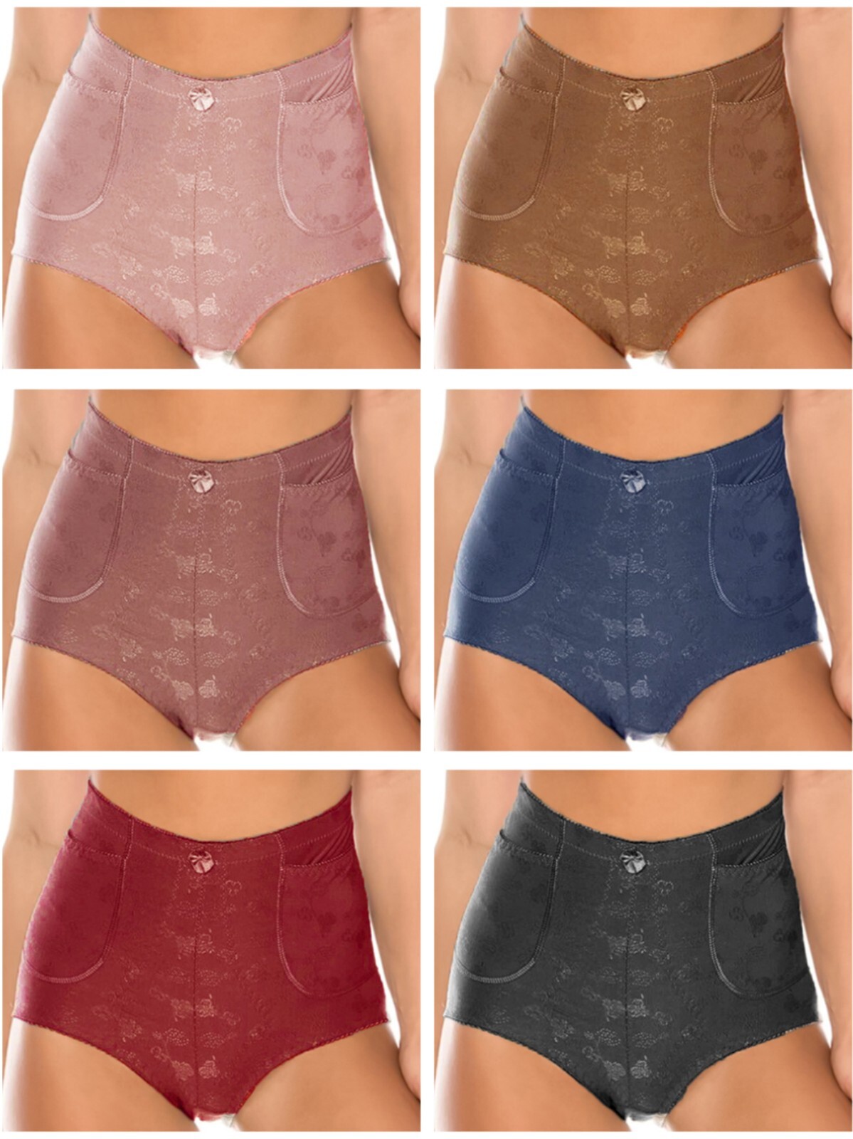 3/6 Pack High Waist Briefs Girdles Panties Tummy Control 2 pocket Travel Plus Sz