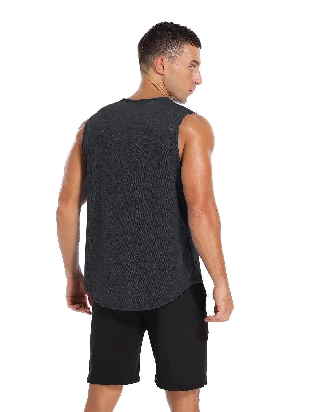 Mens 3 Pack Gym Tank Tops Dry Fit Running Basketball Workout Muscle Tee Strin…