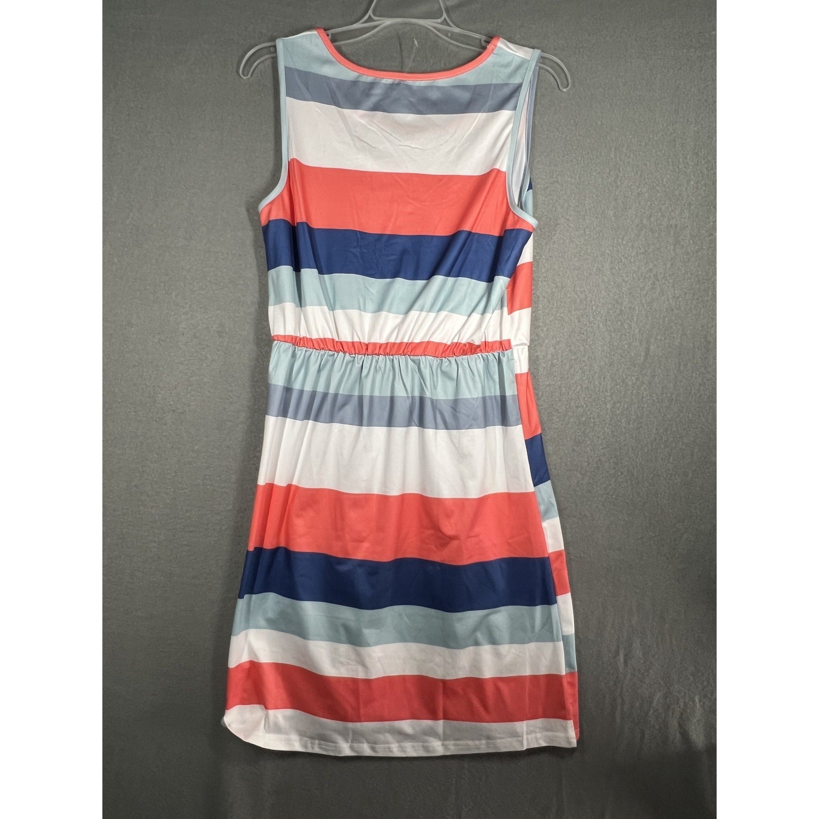 Women’s Striped Sleeveless Drawstring Waist Casual Summer Tank Dress Size M