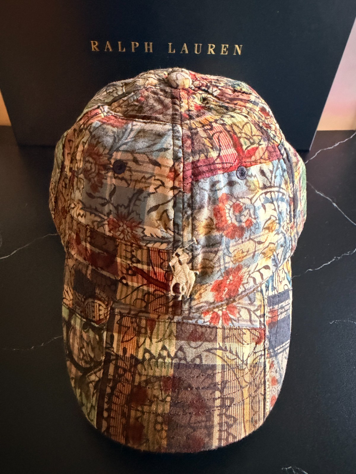 Polo Ralph Lauren Pony Logo Patchwork Madras Ball Cap Adjustable Strap NEW