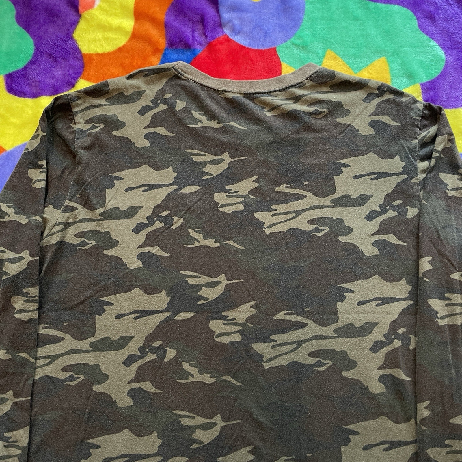 Camouflage Long Sleeve Ringer T-Shirt Men’s 2XL Camo Outdoors Fishing Camping
