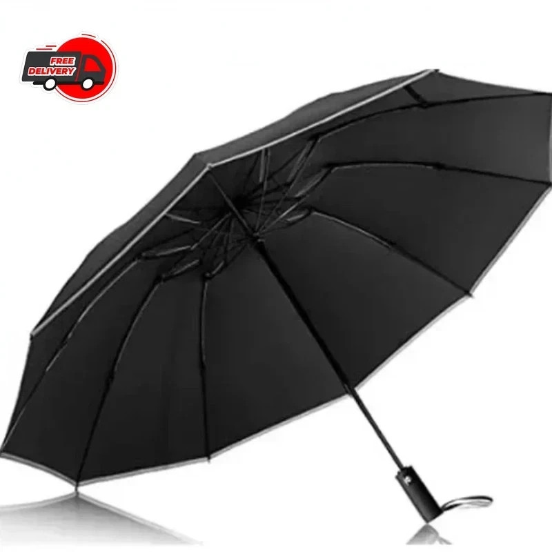 Men Women Automatic Reverse Folding Umbrella Windproof UV Reflective Stripe*