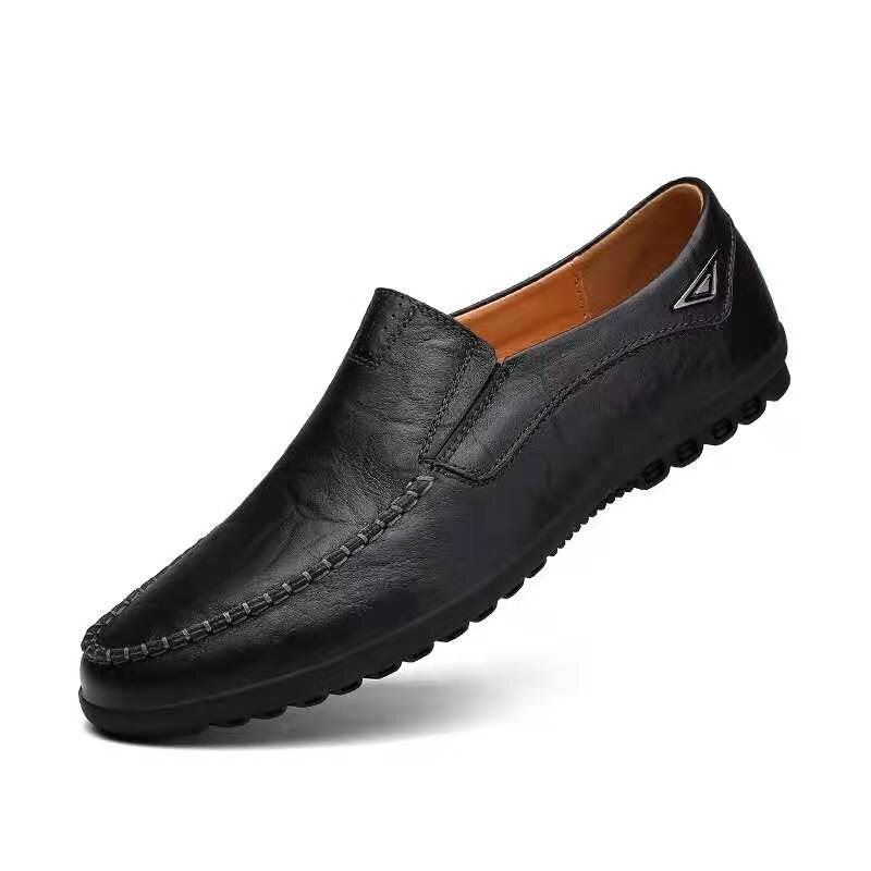 Mens Comfortable Casual Shoes Flat Loafers Genuine Leather Slip on Driving Shoes