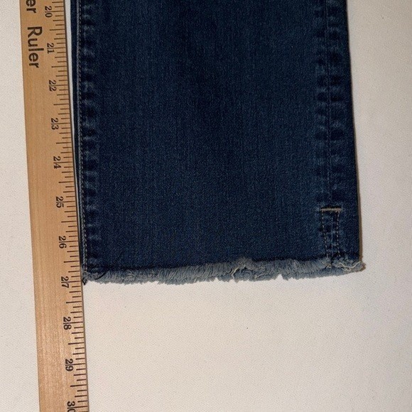 Dear John Playback Cuffs Straight Leg Jeans Womens 29 Dark Wash Raw Hem Blue