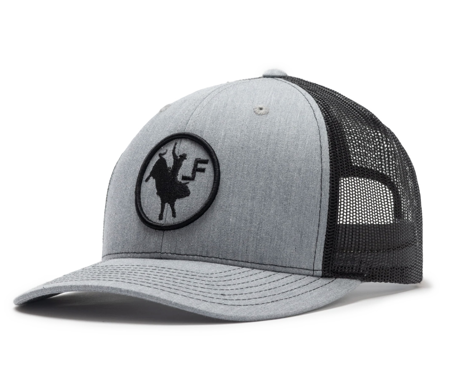 Lane Frost Iron Cowboy Logo Adjustable Snap Back Baseball Cap Hat, Grey/Black