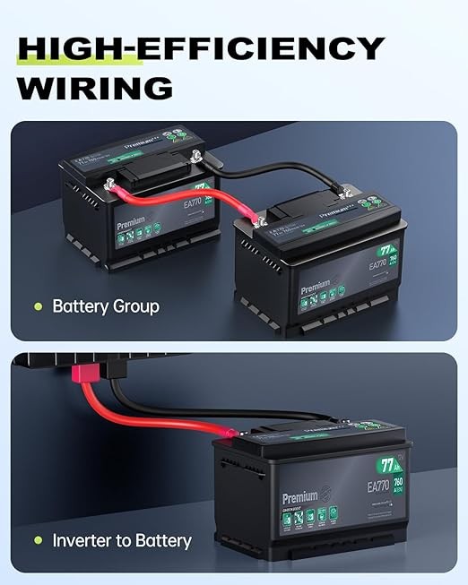 Battery Cable, 6 AWG Battery Cables with Terminals, 12 Inch Tinned Copper Power