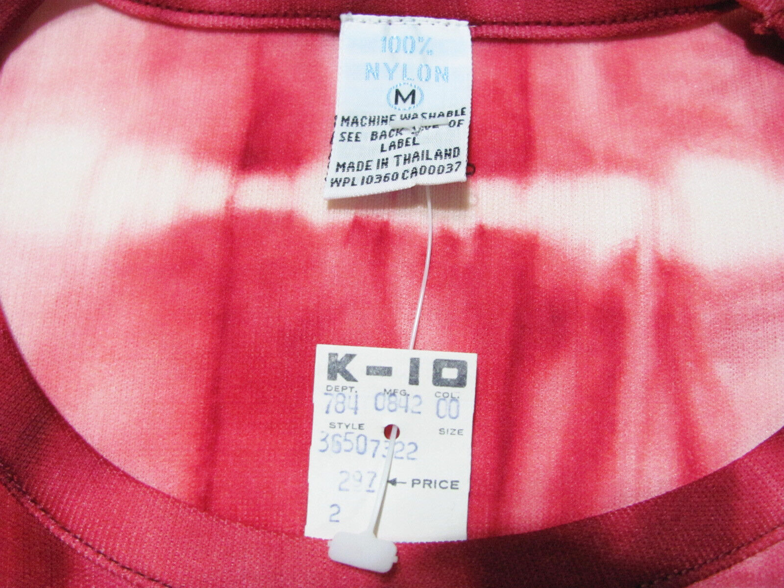 Vintage NEW RED TIE-DYE FITTED STRETCH T-shirt Womens 70s NWT Striped Hippie M