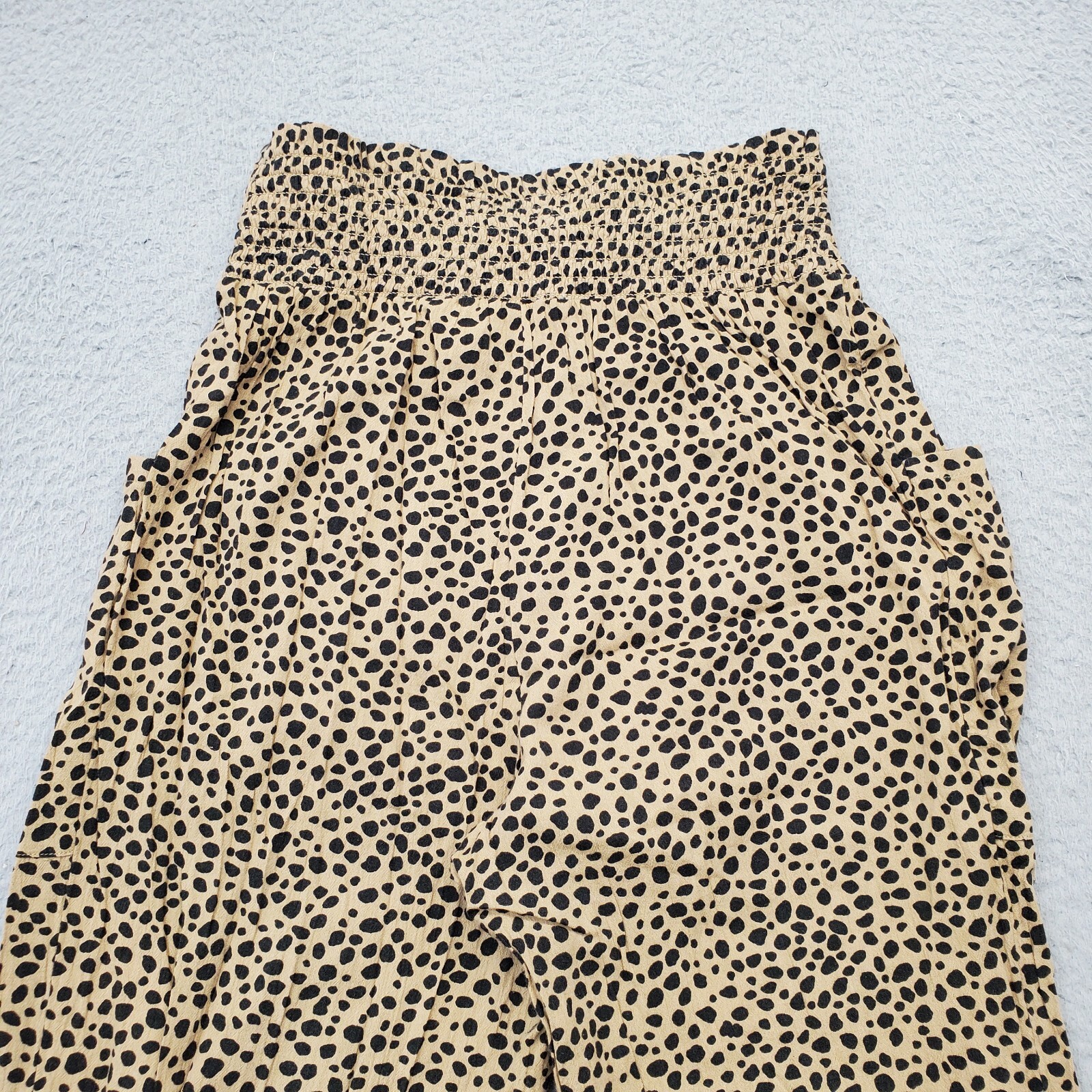 Aerie Lounge Pants Womens S Multi Animal Print Smocked Waist Tasseled Drawstring