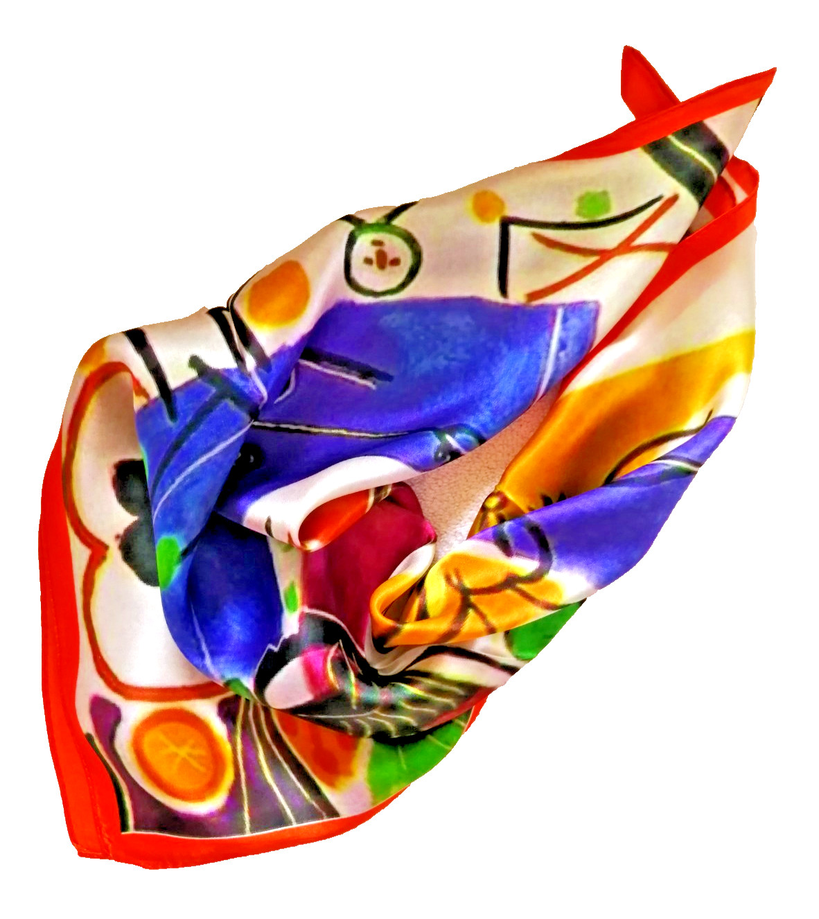 21″X21″Color Painting 2 Print Pure Mulberry Satin Silk12momme Scarf 53x53cm4125