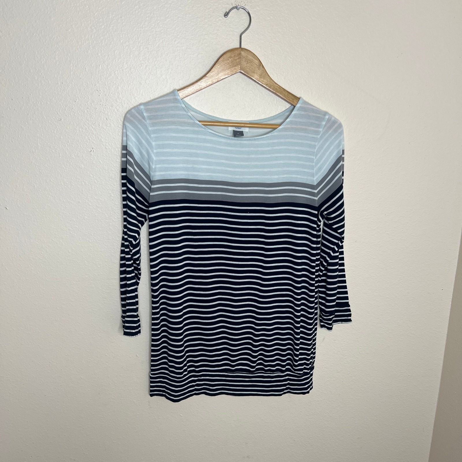 Old Navy Gray Black Stripe Boatneck Tee Medium