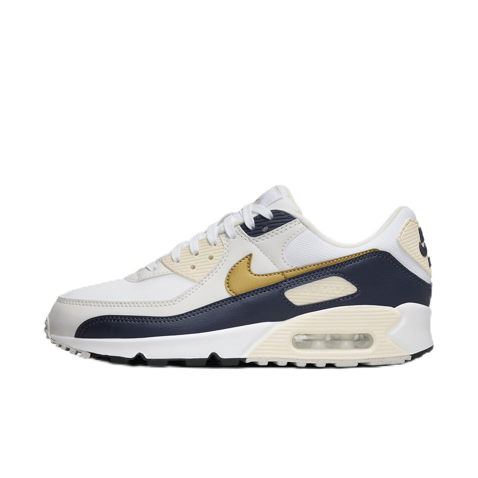Nike Womens’ Air Max90 Next Nature Shoes – White/Obsidian/Coconut/Gold