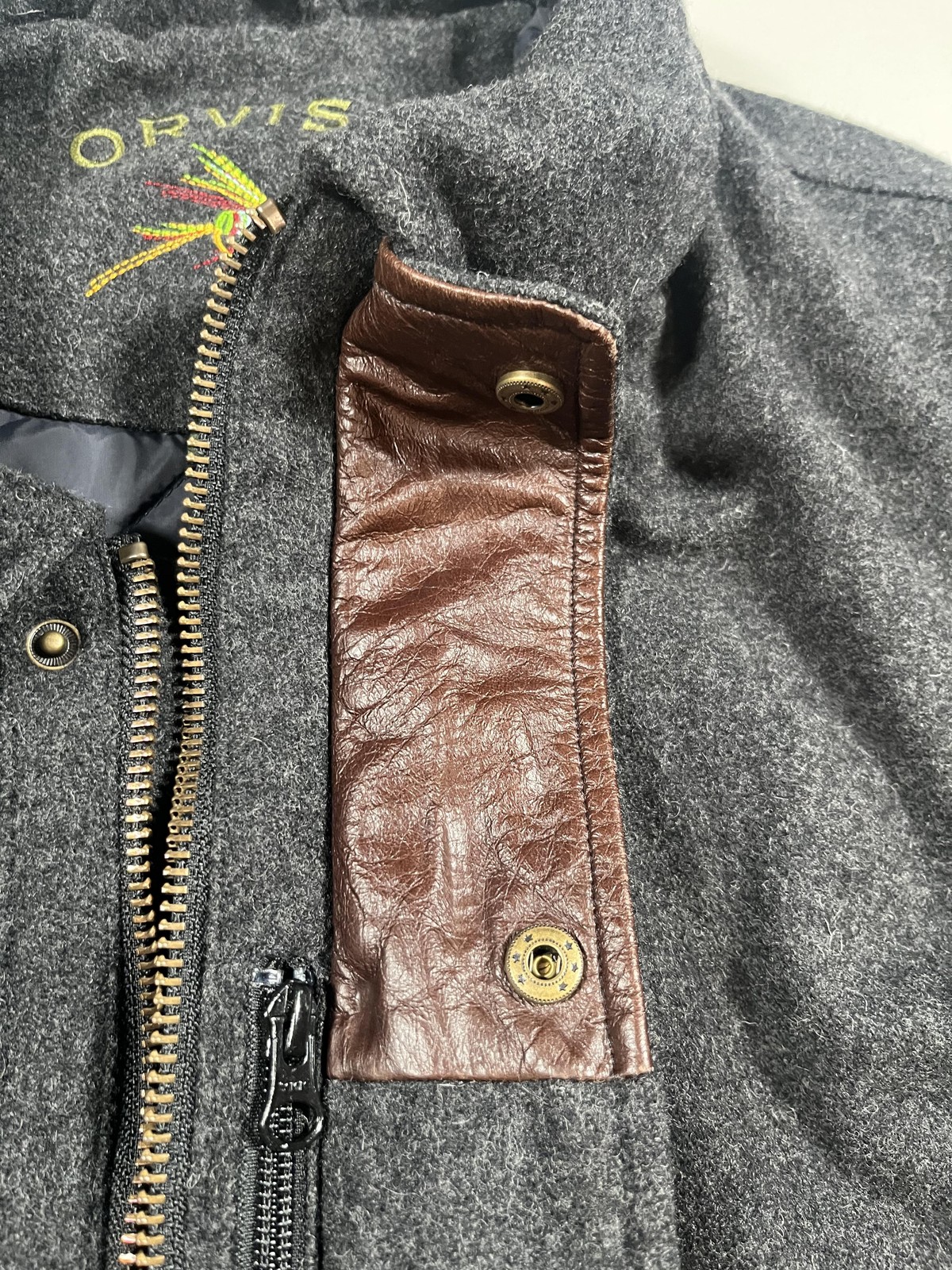Orvis Coat Mens XL Gray Wool Tweed Quilted Lined Full Zip Pockets Outdoor Casual