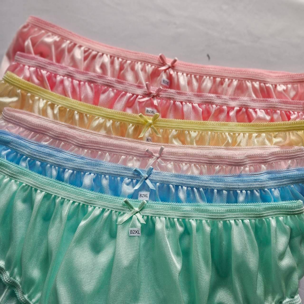 6pc Plus Underwear Mid-Waist Panties Women Mens Briefs Nylon Silky Soft 2XL/Mix