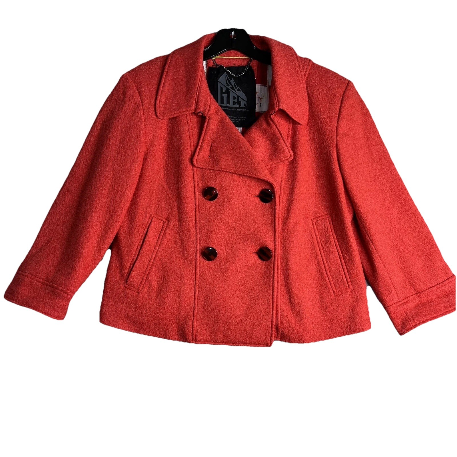 G.E.T General Equipment Technique Jacket Women’s L Double Breasted Crop Blazer