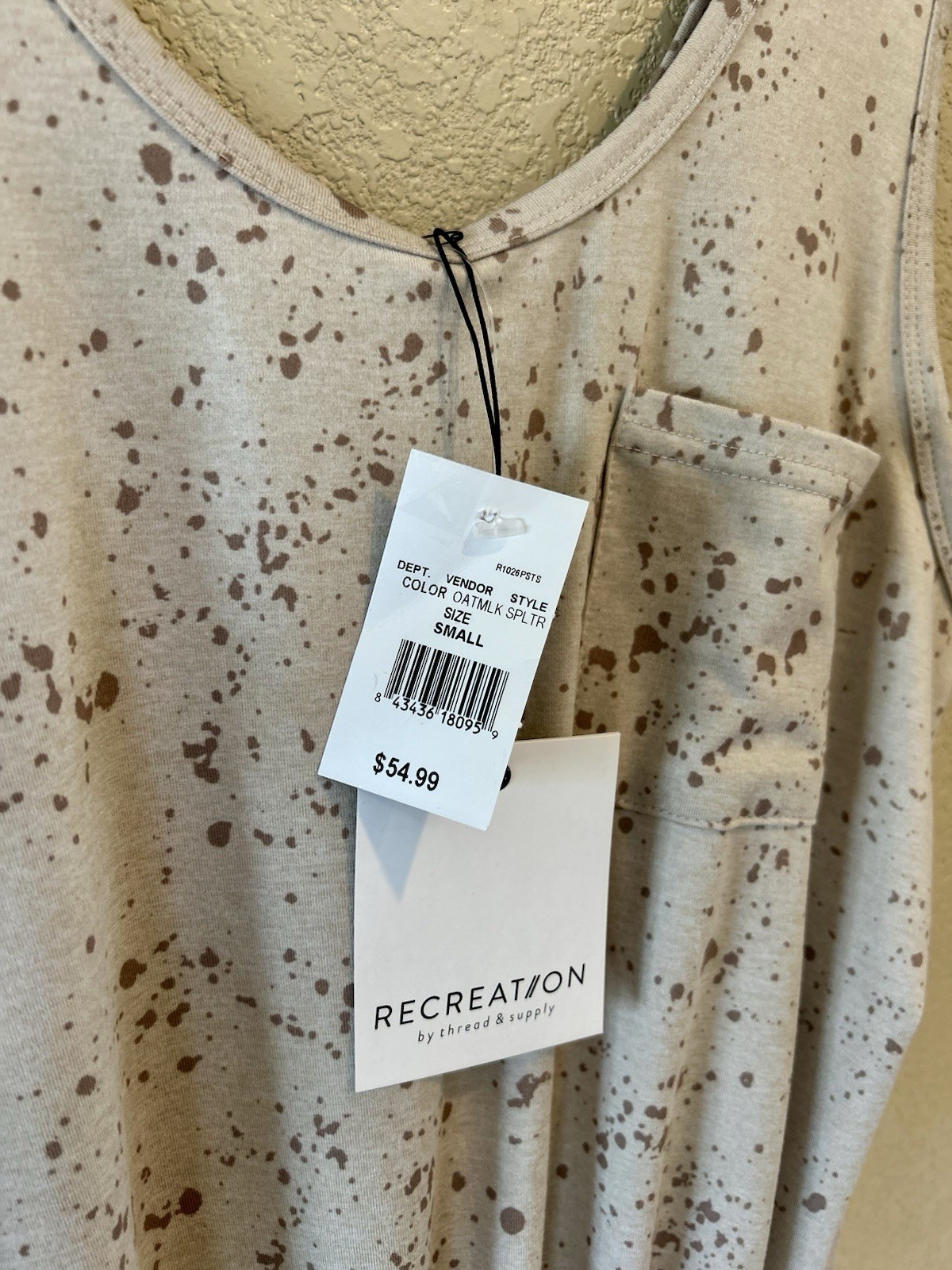 Recreation by Thread & Supply Romper Oat Milk Splatter Cinch Waist Pockets Sz. S