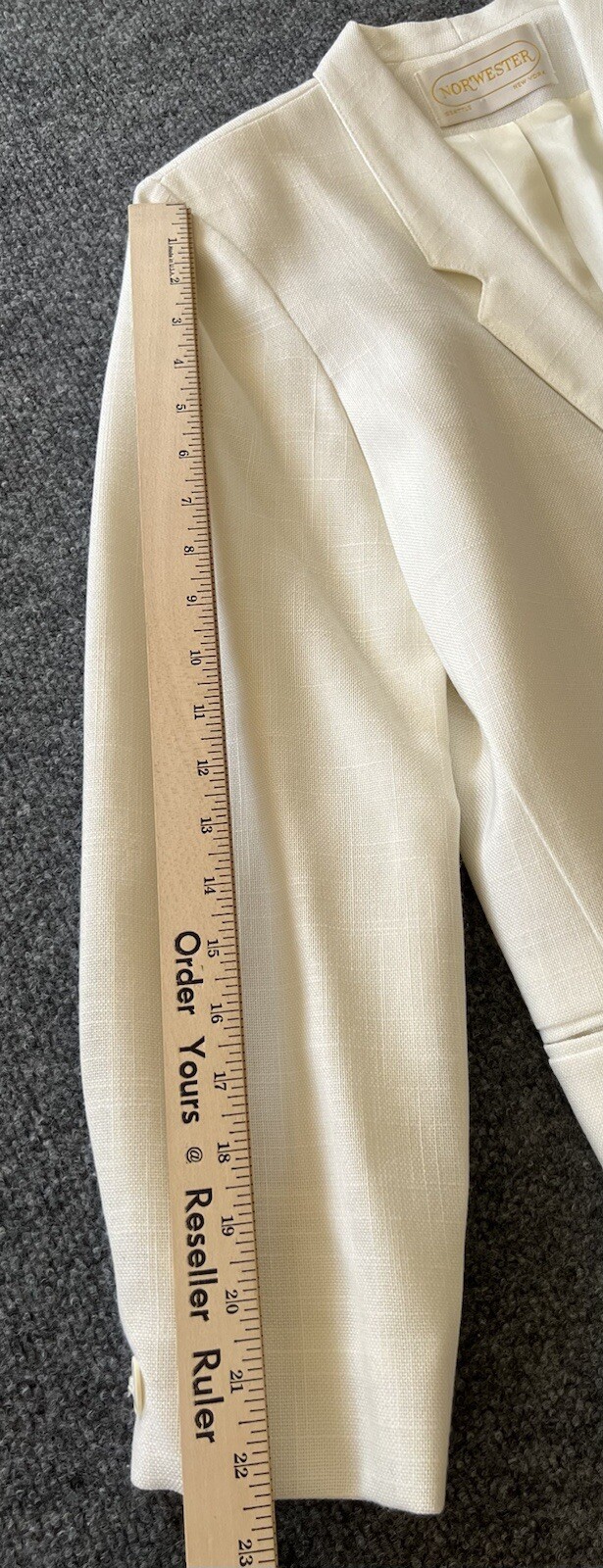 Norwester Womens VTG Blazer Cream White One Button Rayon Blend Lightweight 11/12