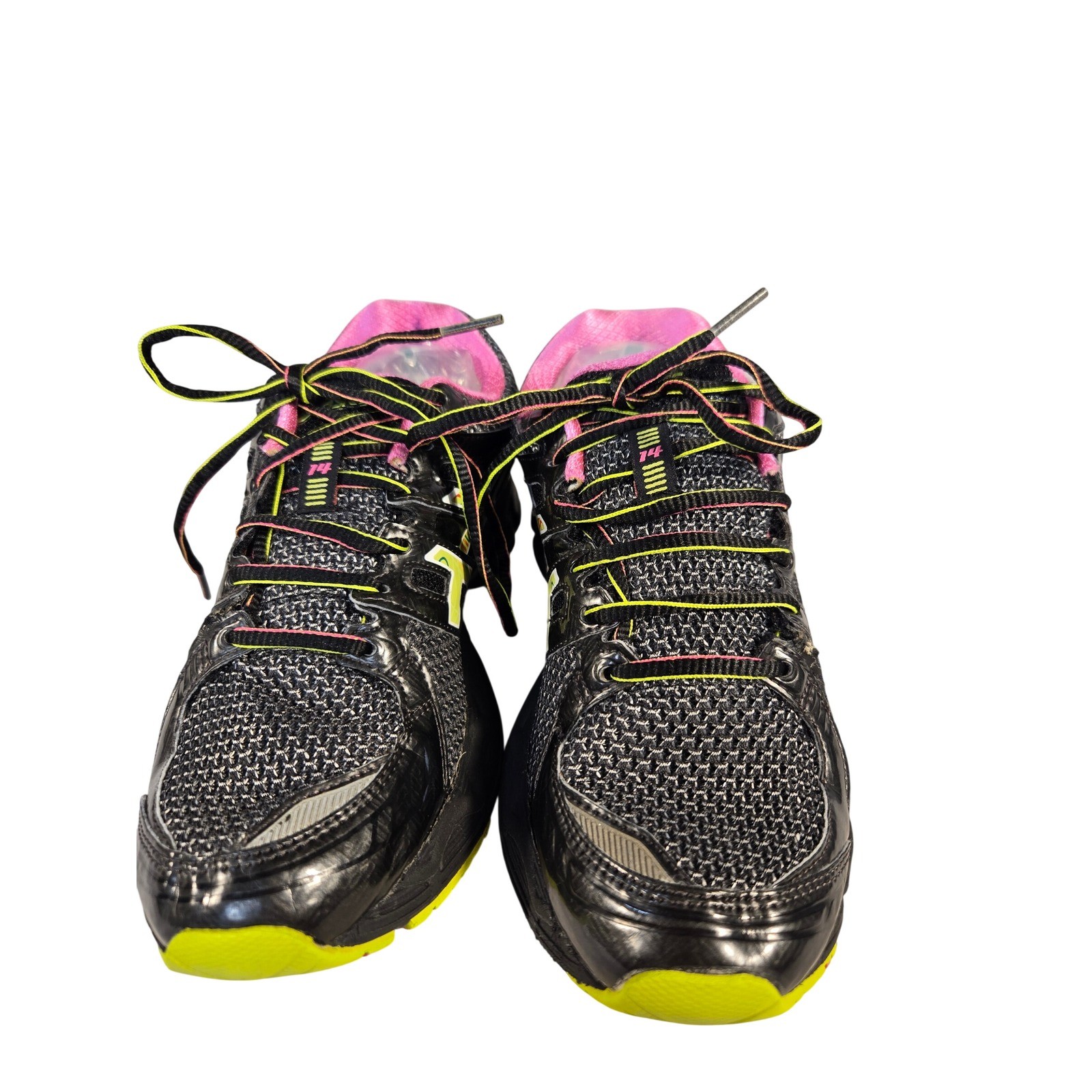 ASICS Gel-Nimbus 14 Womens Running Shoes Black Pink Neon Yellow T291N Size 6.5
