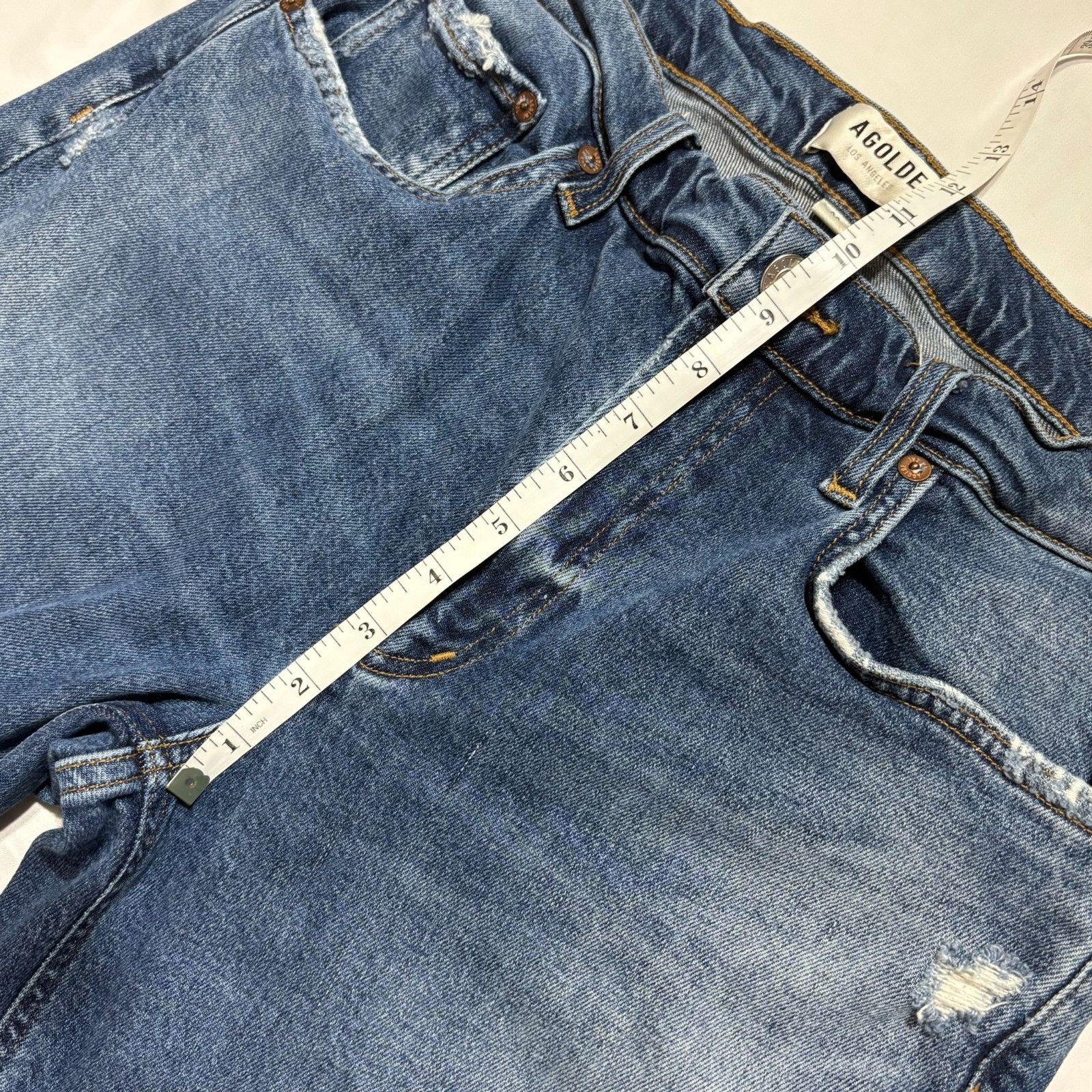 AGOLDE Kye Mid Rise Straight Leg Crop Jeans 28 Fits 30 Vintage Med Wash Raw Hem