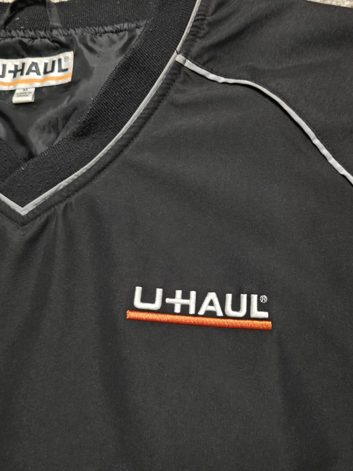 U-Haul Reflective Windbreaker Jacket Mens M Black Long Sleeve Pullover