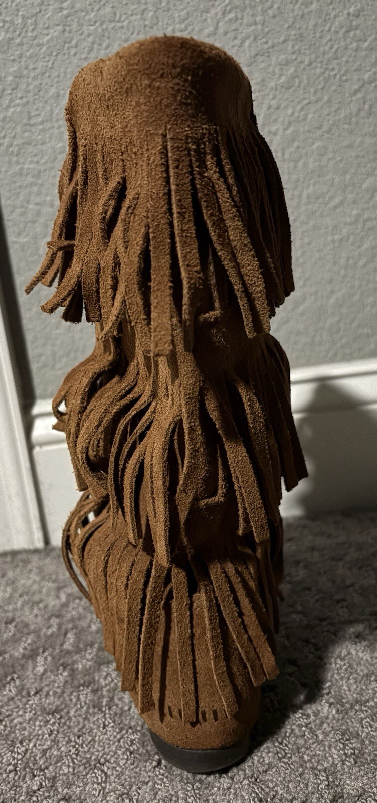 Minnetonka 1632 Women’s Brown Suede Fringe Mid-Calf Pull-On Boots US 7 M